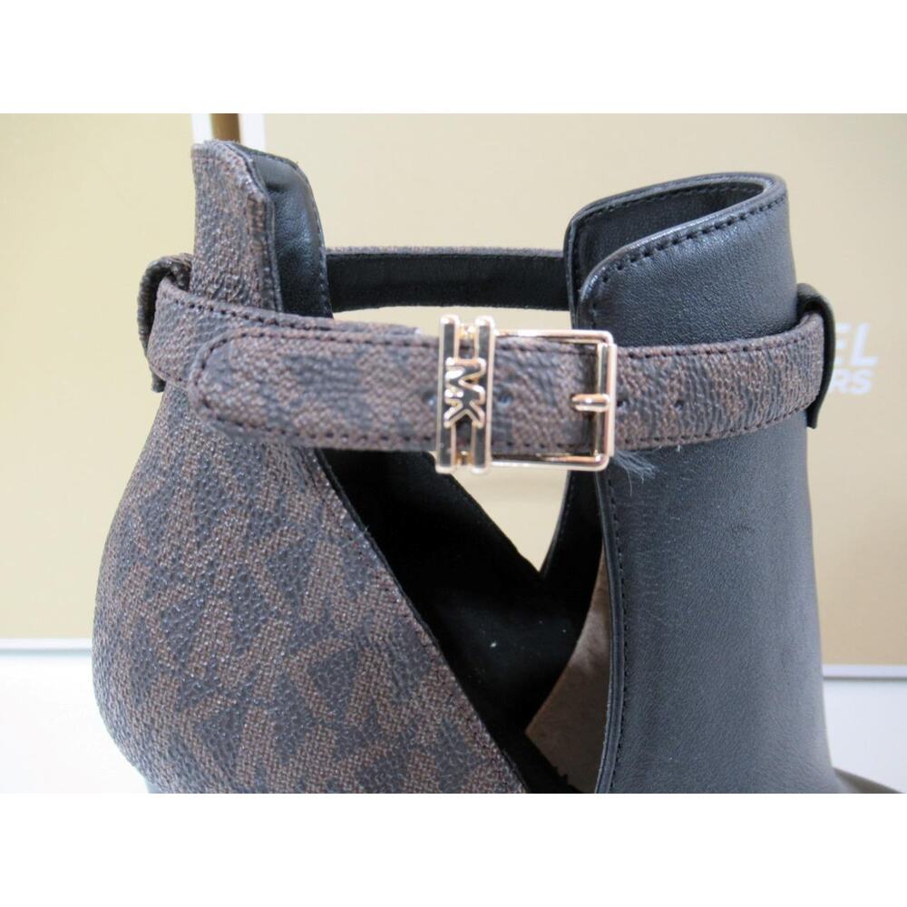 Michael Kors Lawson Open Toe High Heel Buckled Bootie Black / Brown Size 7.5 - Picture 4 of 8